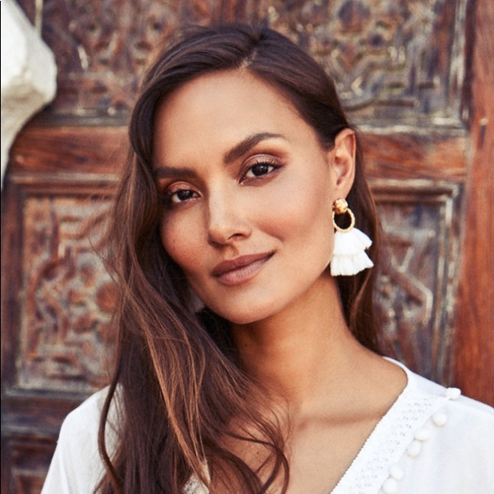 For Love & Lemons white tassel earrings